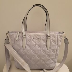 Kate Spade Jae  Quilted Nylon Satchel Crossbody Moonlight Gray Purse